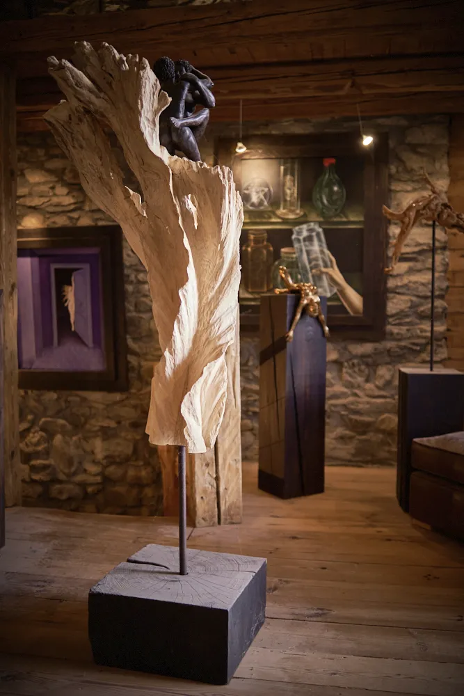 Sculpture de Bruno Barbieri, bois et terre cuite