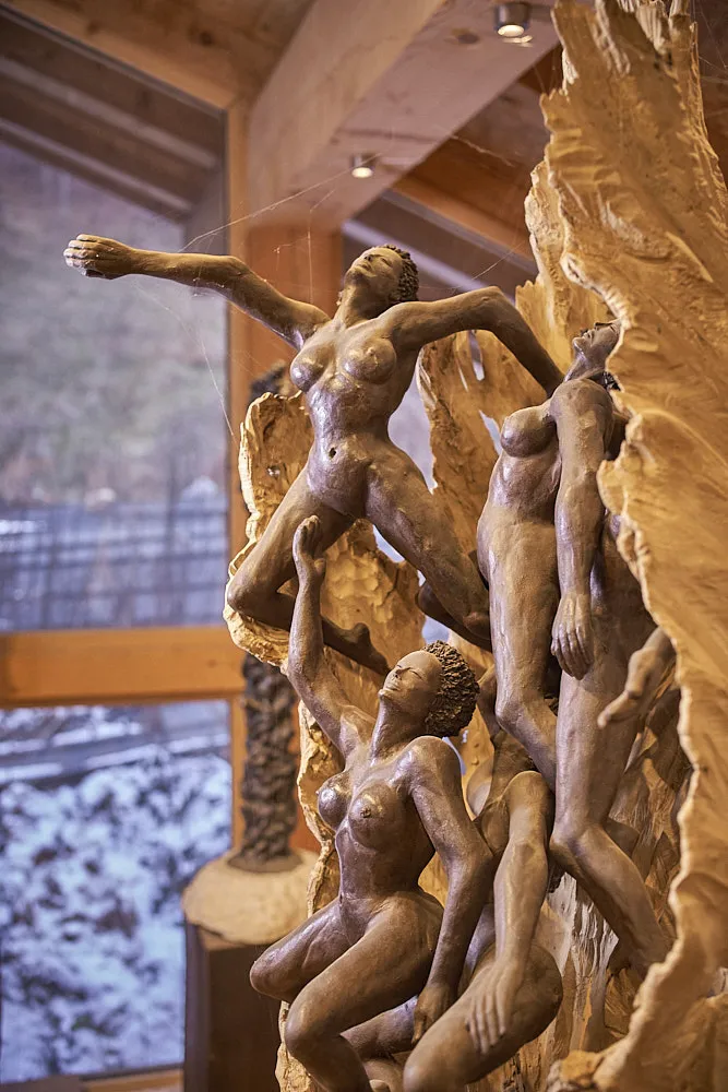 Sculpture de Bruno Barbieri, bois et céramique